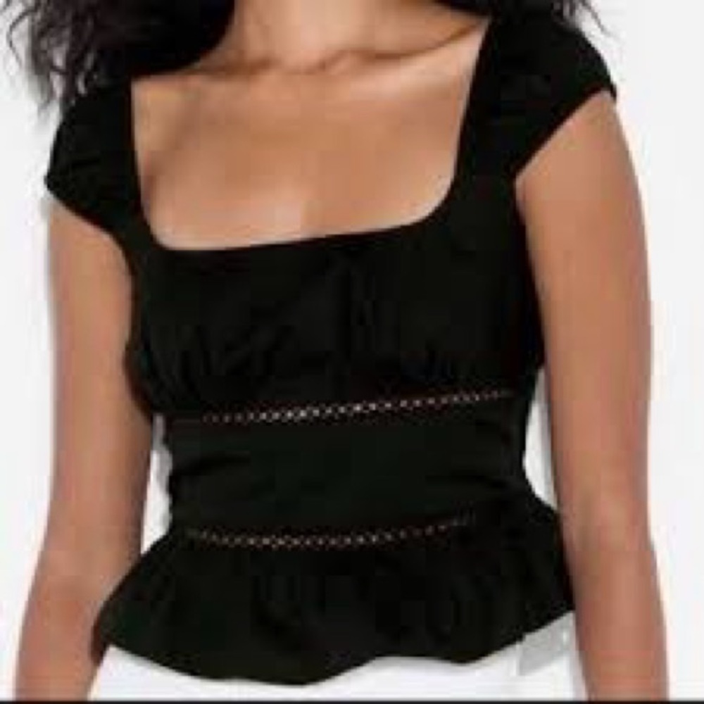 Women's Cap Sleeve Squareneck Peplum Top - Wild Fable™ Black M